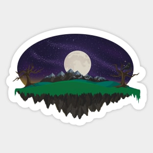 Floating Surreal Island at Night Sticker